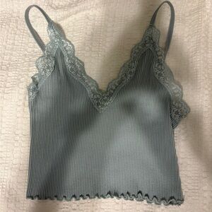 Lace ribbed tank top